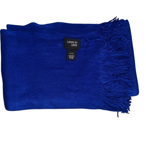 Layers by Lizden Womens One Size Marvelush Soft Fringed Scarf Blue 18"x84" NWT - Picture 1 of 7